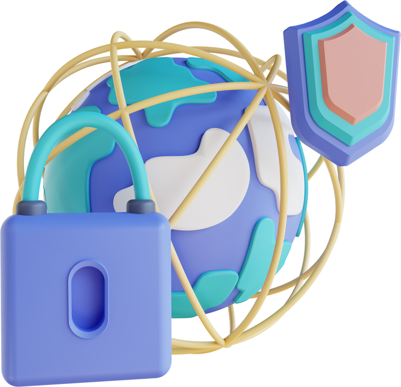 3D illustration global security
